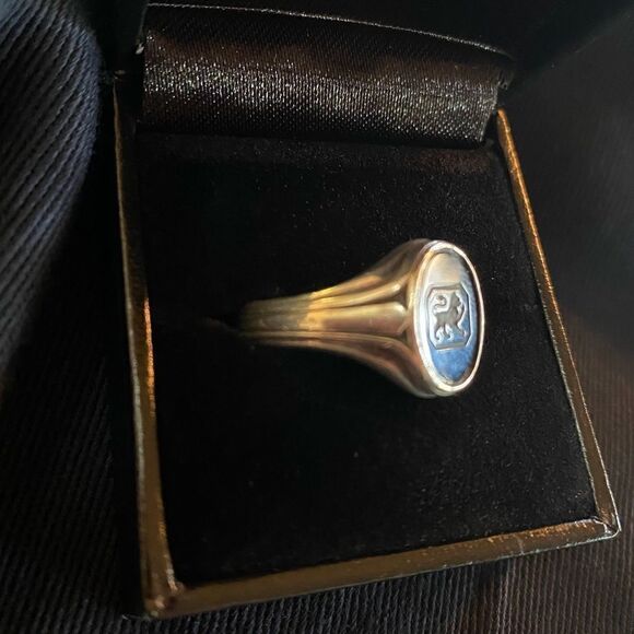 Ralph Lauren 925 Sterling Silver Onyx Lion Intaglio Signet Ring - Picture 8 of 16